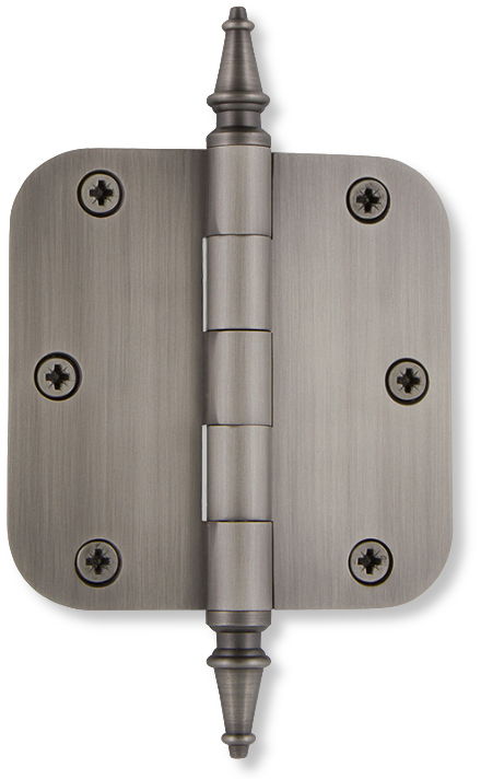 3.5" antique pewter traditional steeple hinge